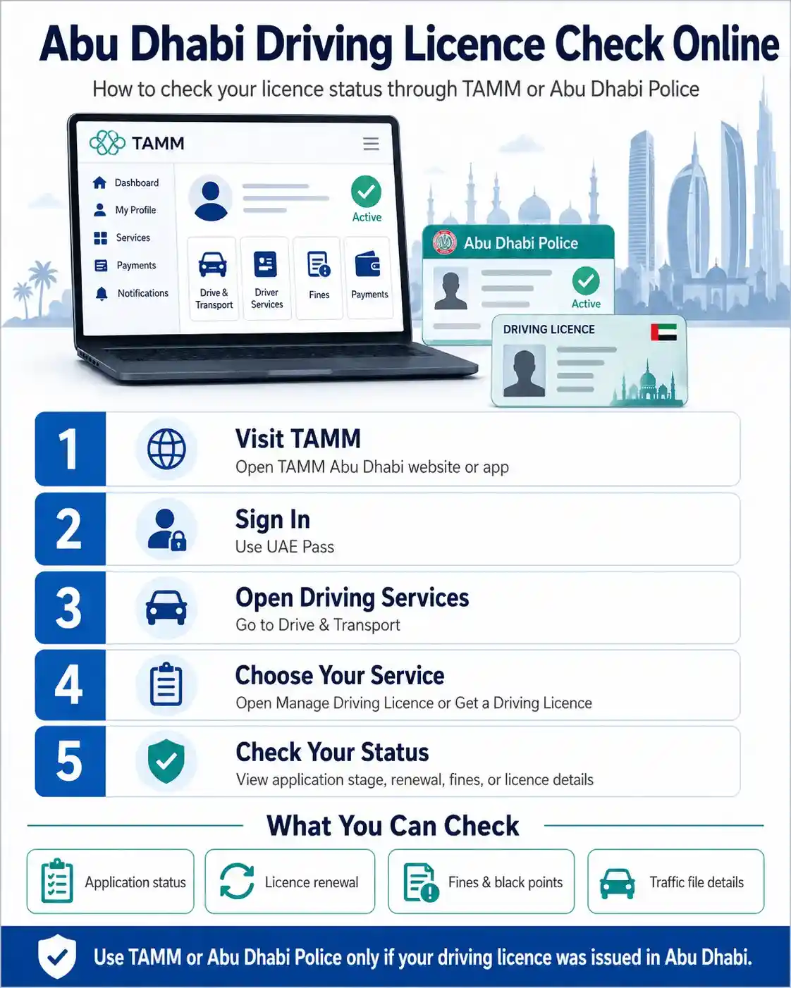 UAE Driving License Check Online in Abu Dhabi
