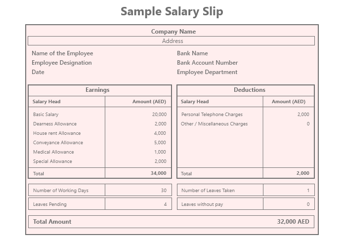 salary slip format of uae